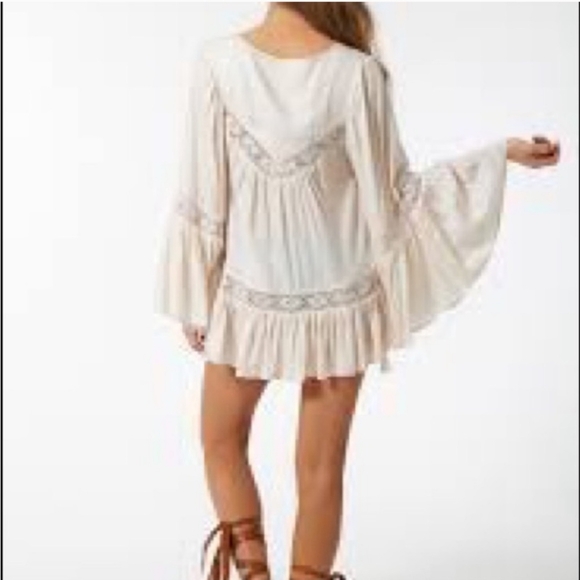 Spell Isla Bay Flare Sleeve Lace Trim Mini Dress Or Tunic Long Sleeve Blouse S - Picture 3 of 16